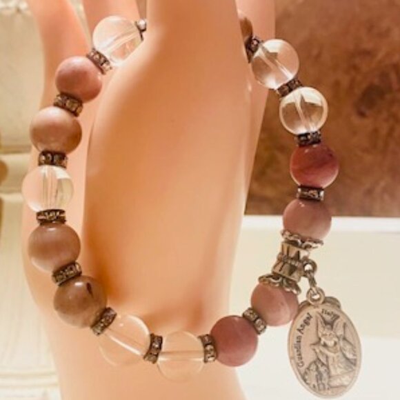 Pink Rhodochrosite  W/Small Guardian Angel #25 - Picture 1 of 3